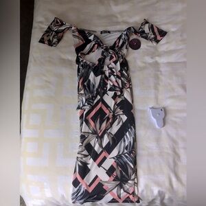 Hot Miami, Styles Black and White  Midi Sexy Dress. NWT